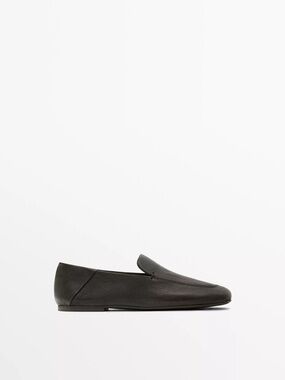Massimo Dutti Brown Leather Women's Slip-On Loafers